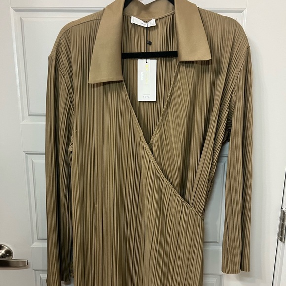 NWT Mango Pleated Wrap Dress - Picture 7 of 13